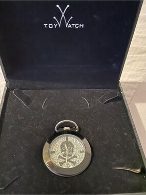 ToyWatch Crystal Skull Pocket Watch - Black & Silver
